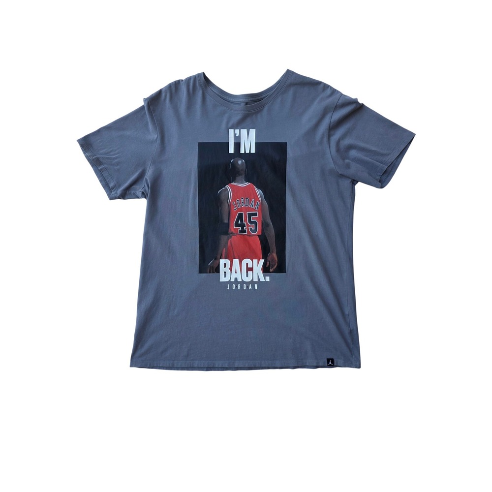 Nike Air‎ Jordan I'm Back 45 Graphic Print Shirt Steel Blue Gray Mens M
